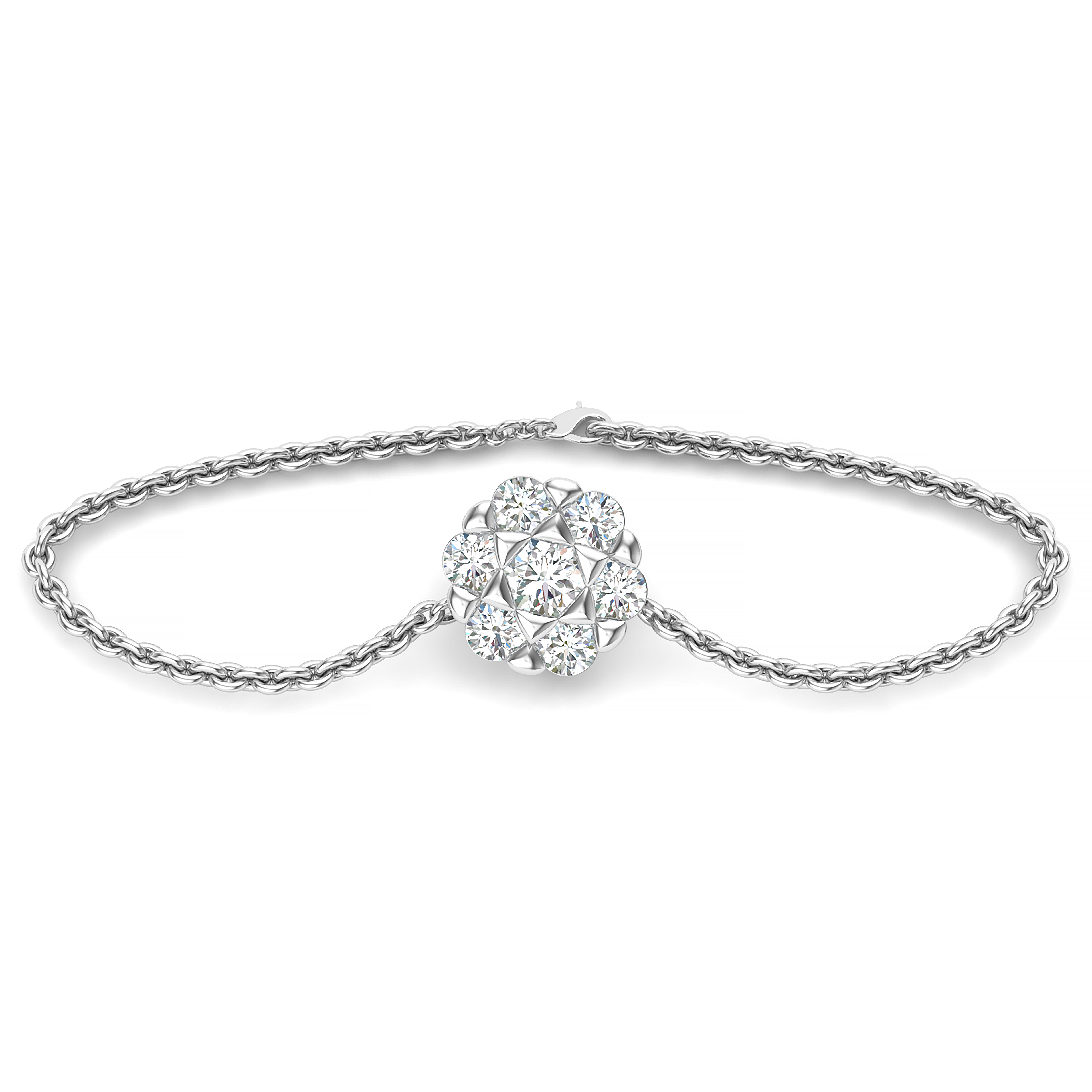 Floral Cluster Diamond Bracelet in White Gold
