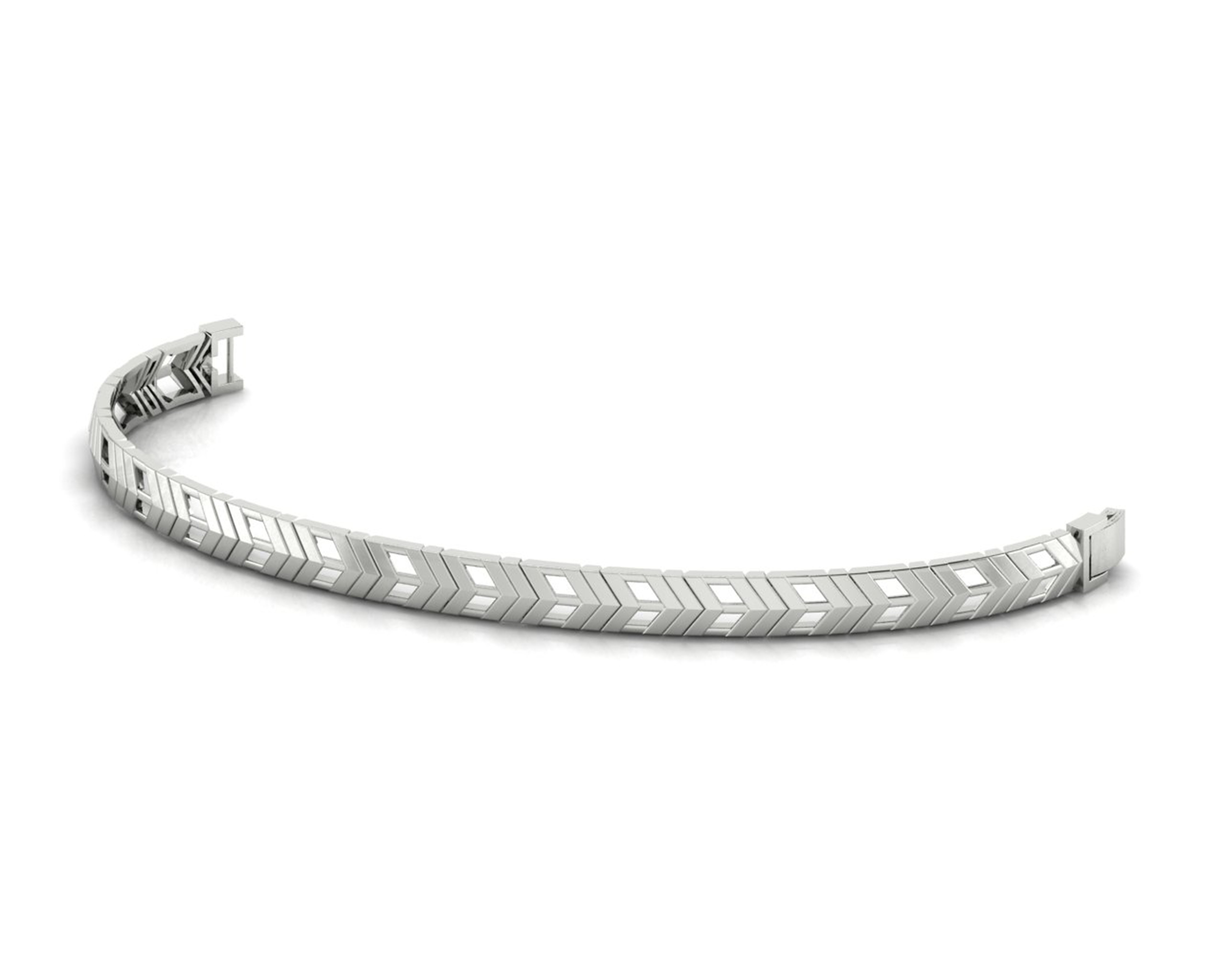 Geometric Chevron Cutout Bracelet – Sleek Modern Silver Design