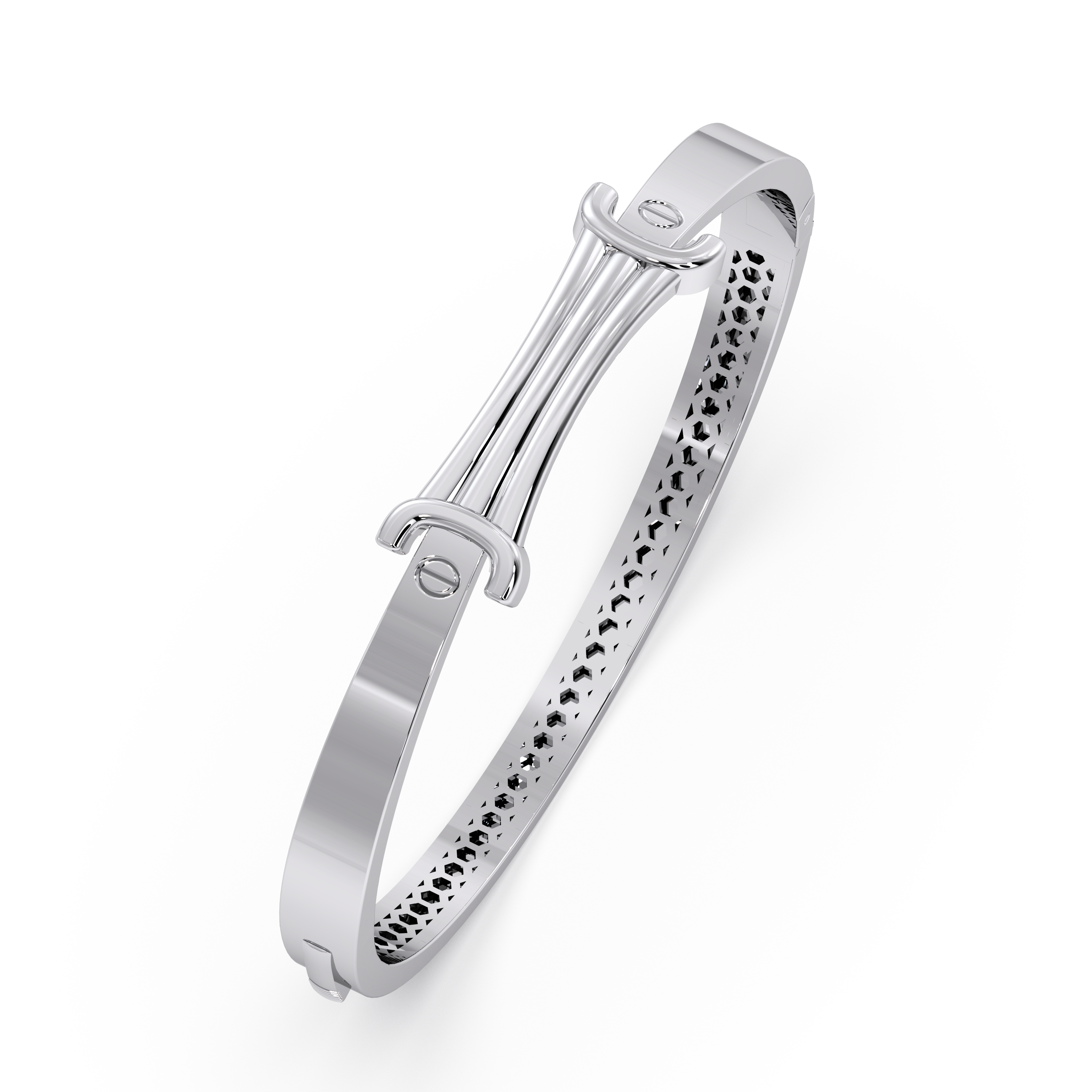 Sleek Platinum Linear Bar Bangle – Contemporary Minimalist Design