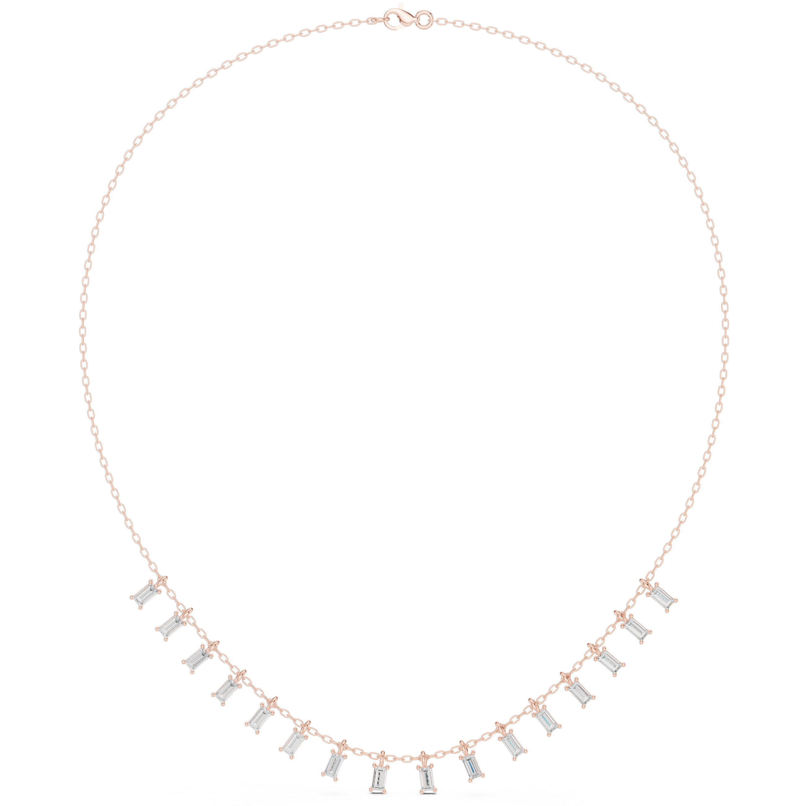 Rosé Baguette Fringe Necklace