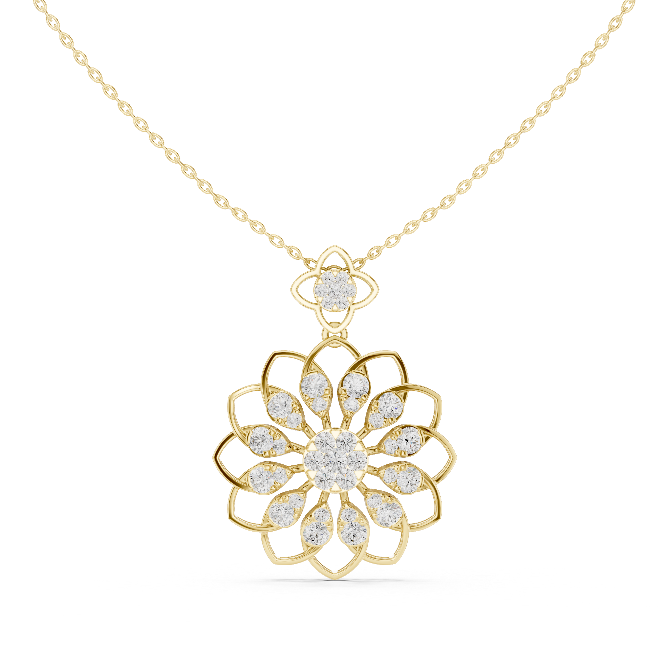 Golden Bloom Diamond Floral Pendant
