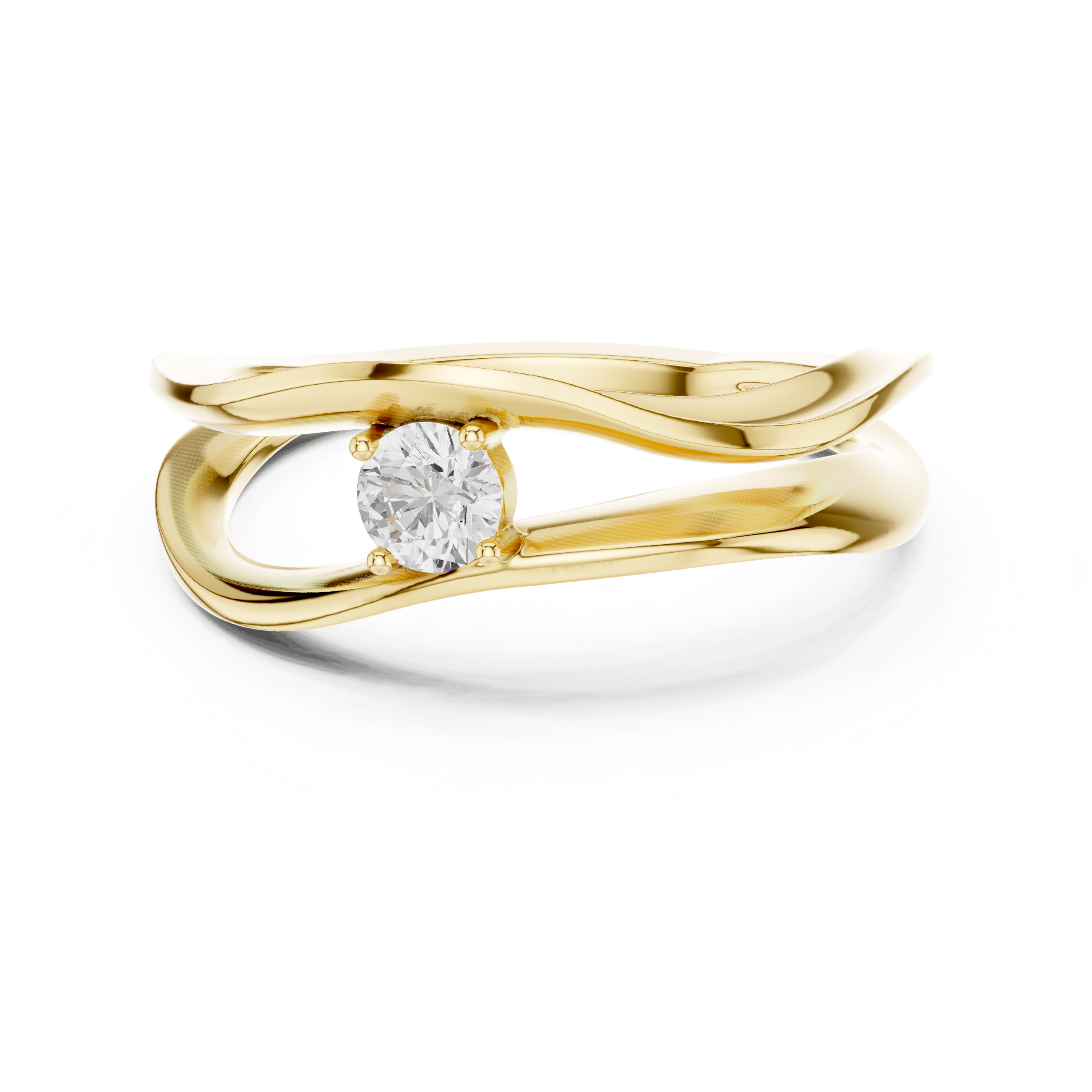Golden Embrace Wave Diamond Ring