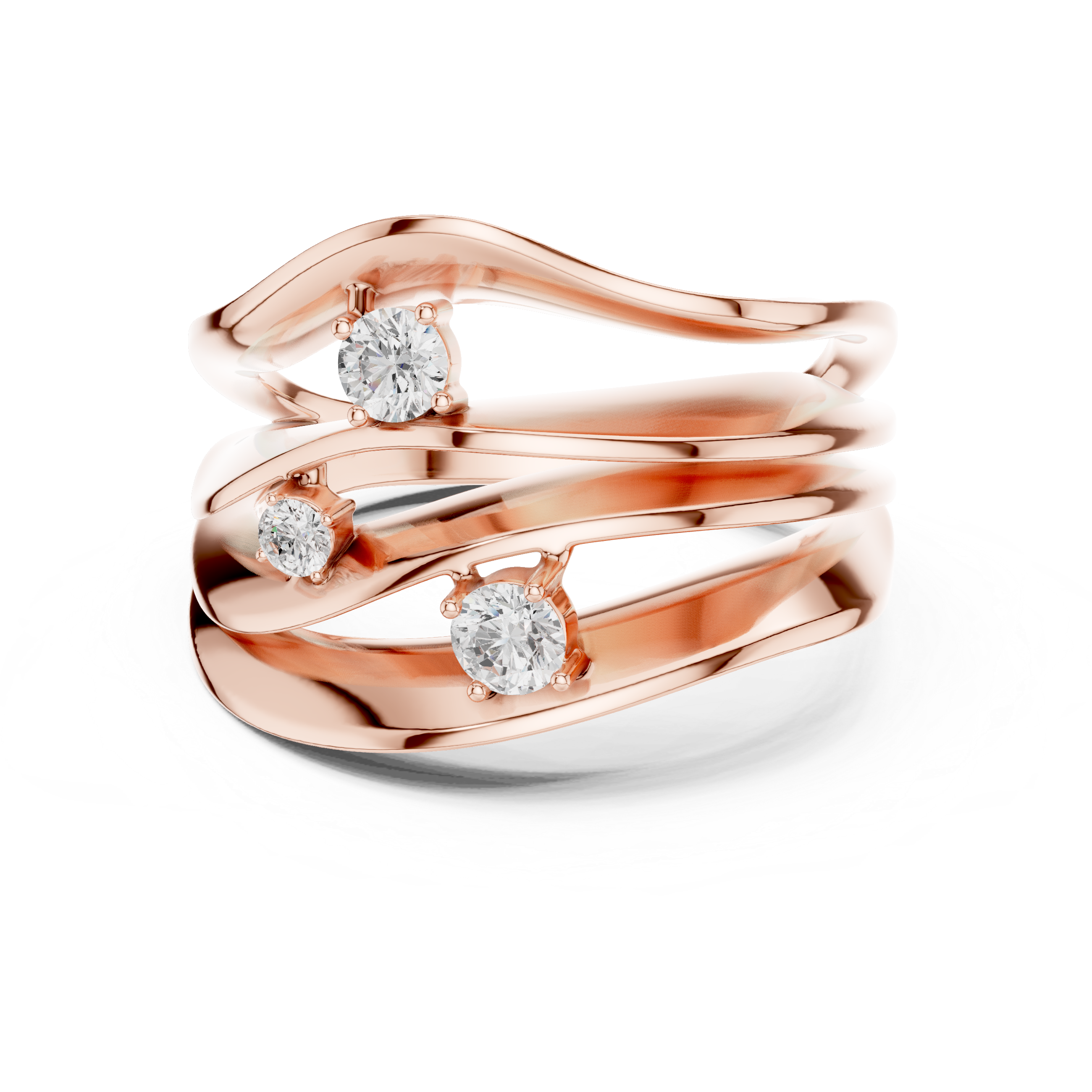 Rose Gold Flow Triple Diamond Ring