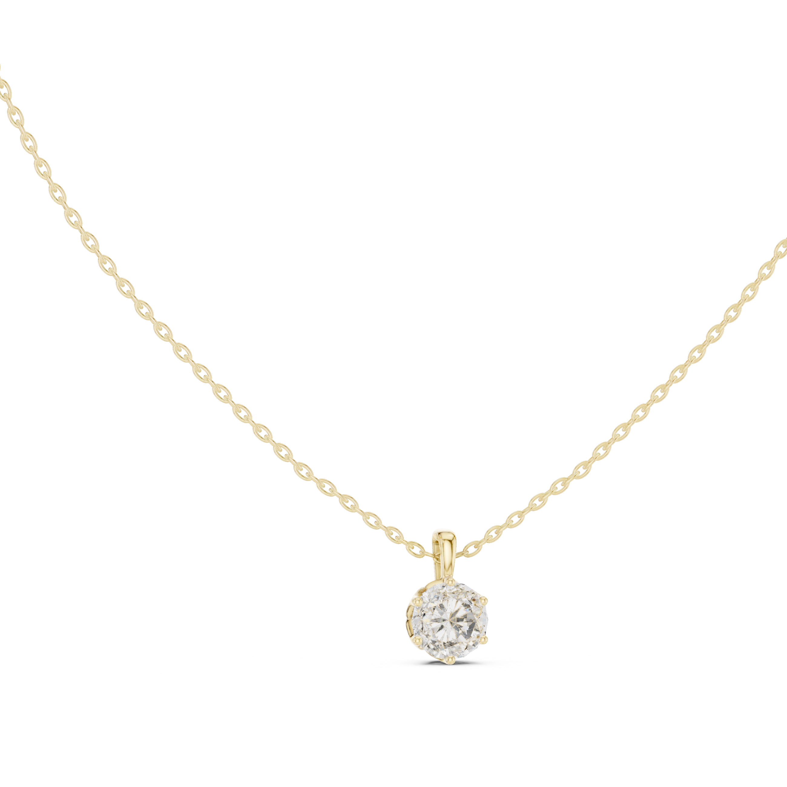 Classic Round Solitaire Gold Pendant Necklace