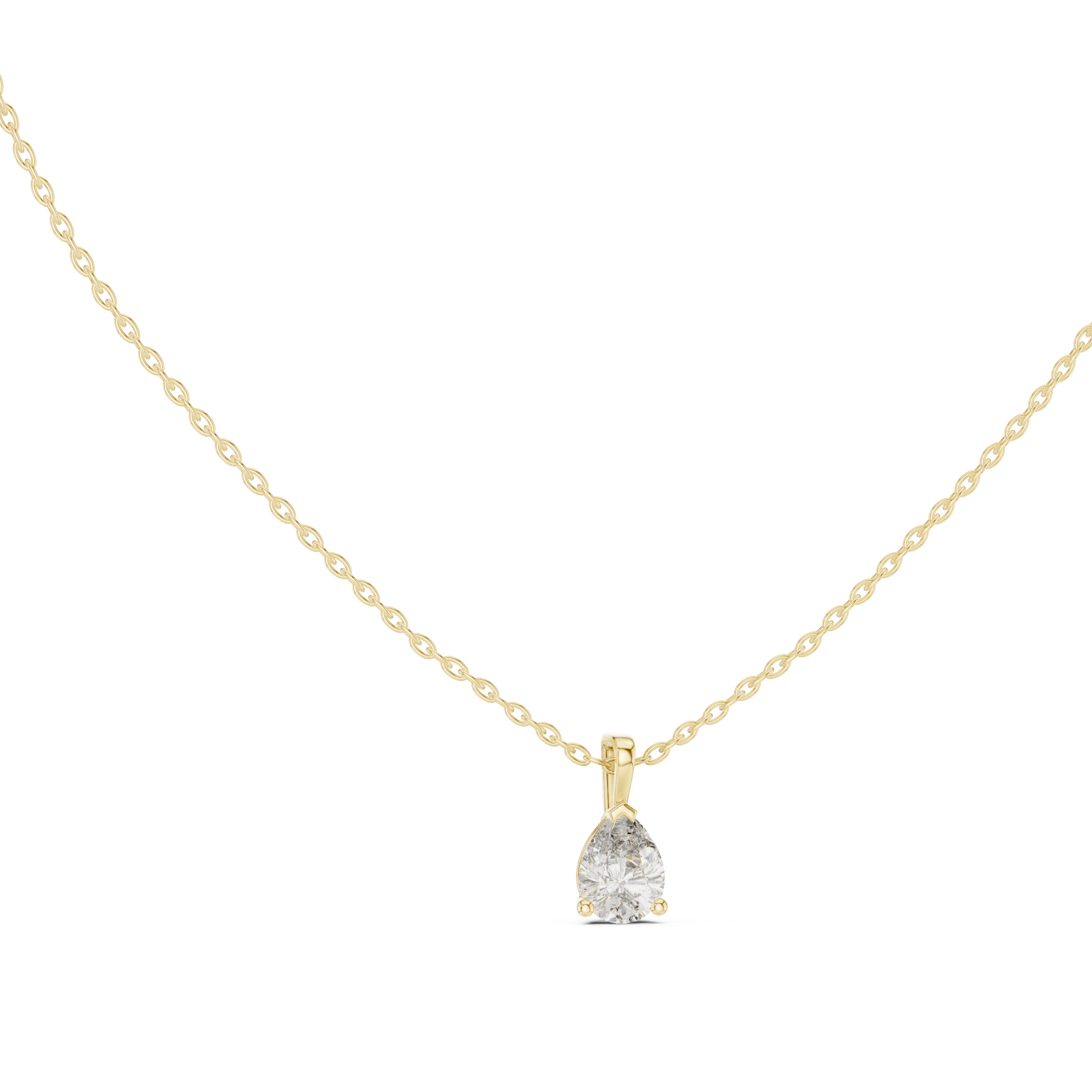 Ethereal Pear Solitaire Diamond Pendant Necklace