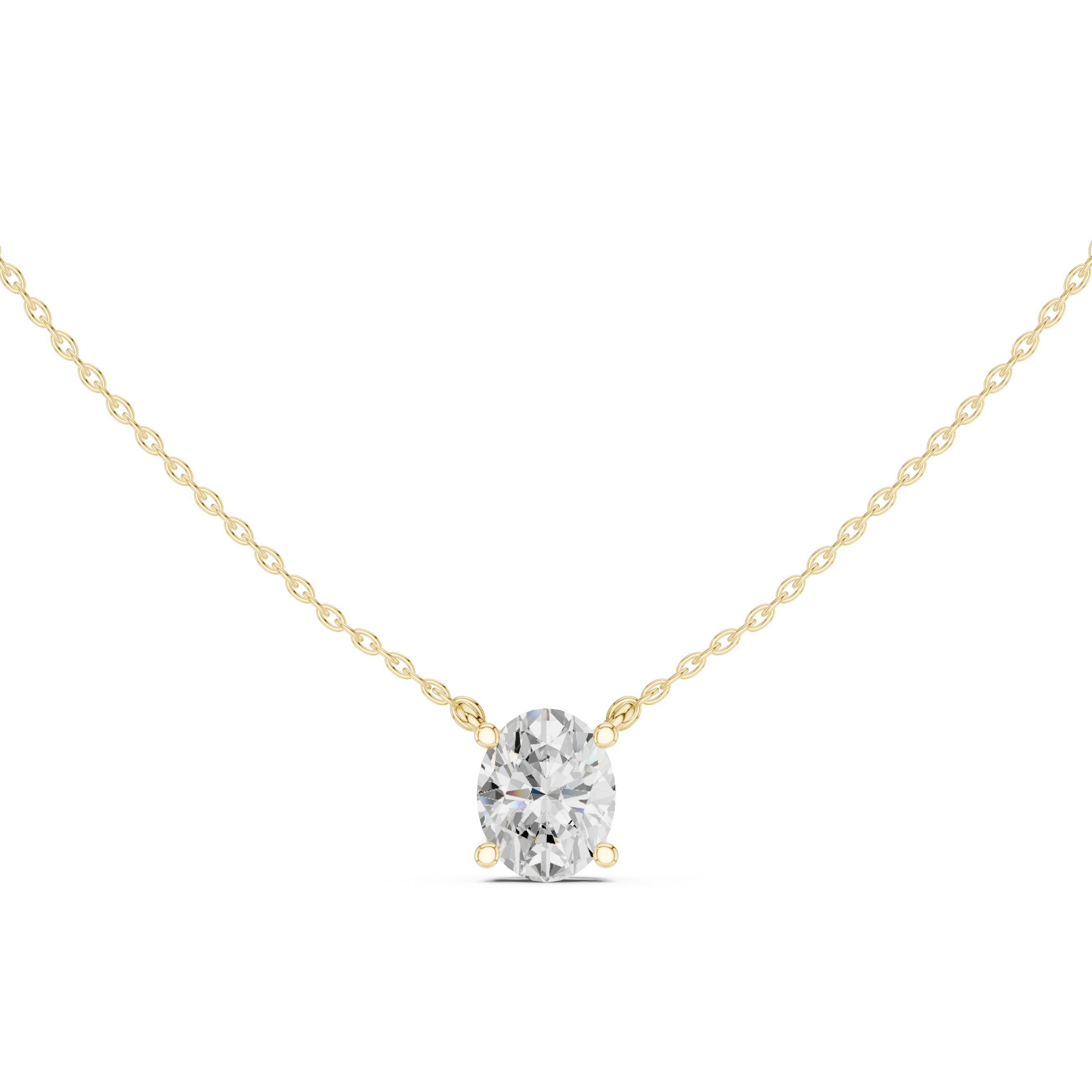 Oval-Cut Four-Prong Diamond Solitaire Necklace