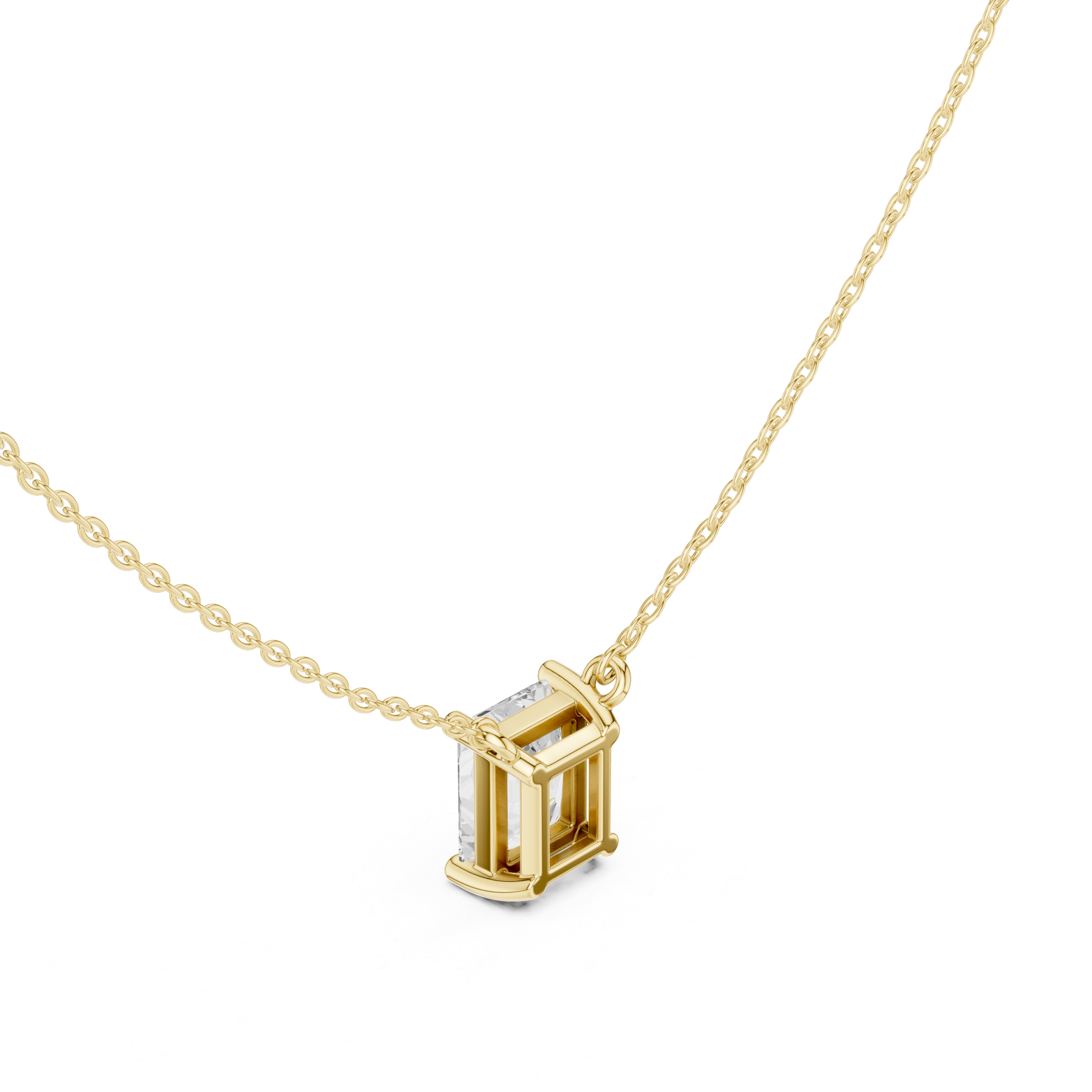 Radiant-Cut Four-Prong Diamond Solitaire Necklace