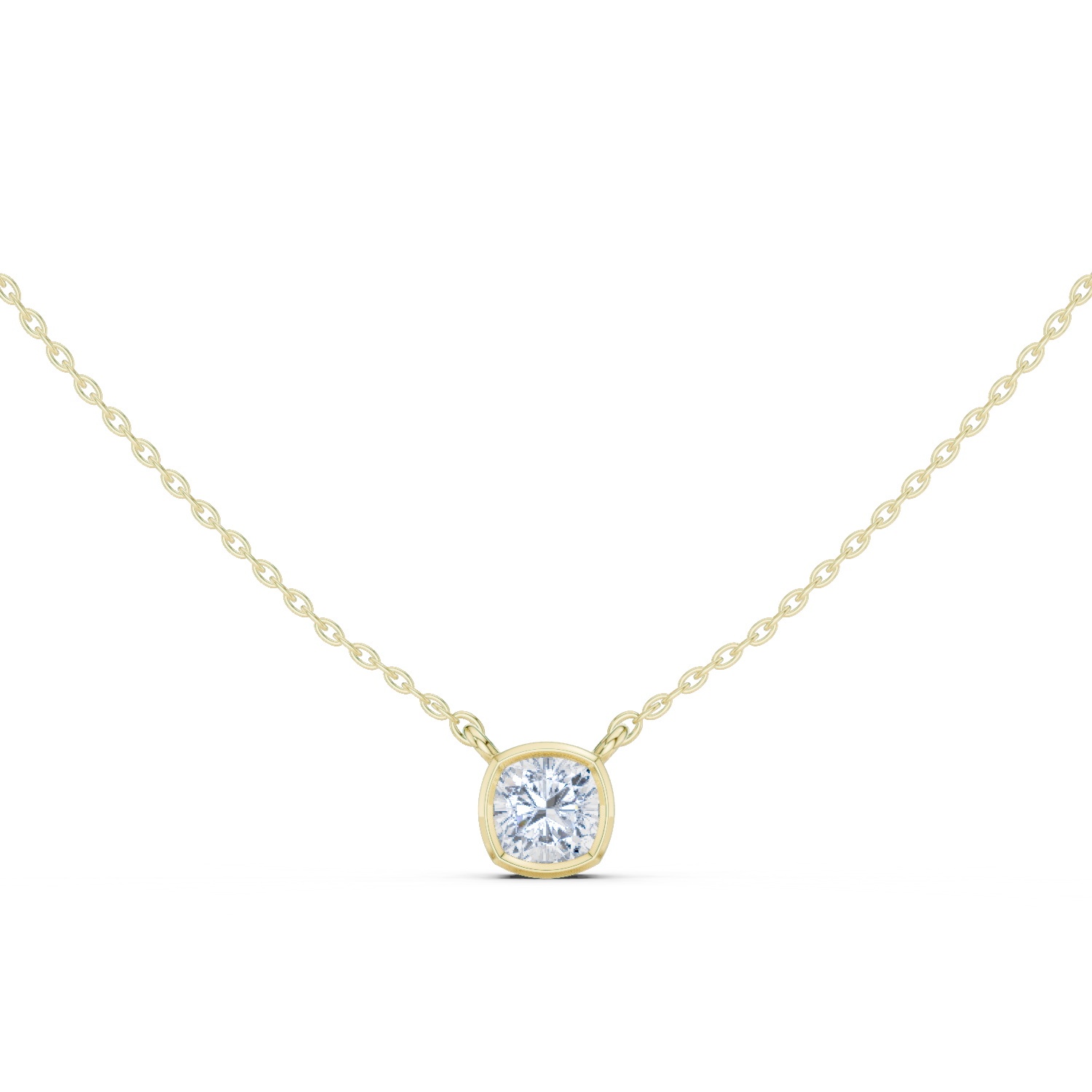 Bezel-Set Cushion Diamond Solitaire Pendant