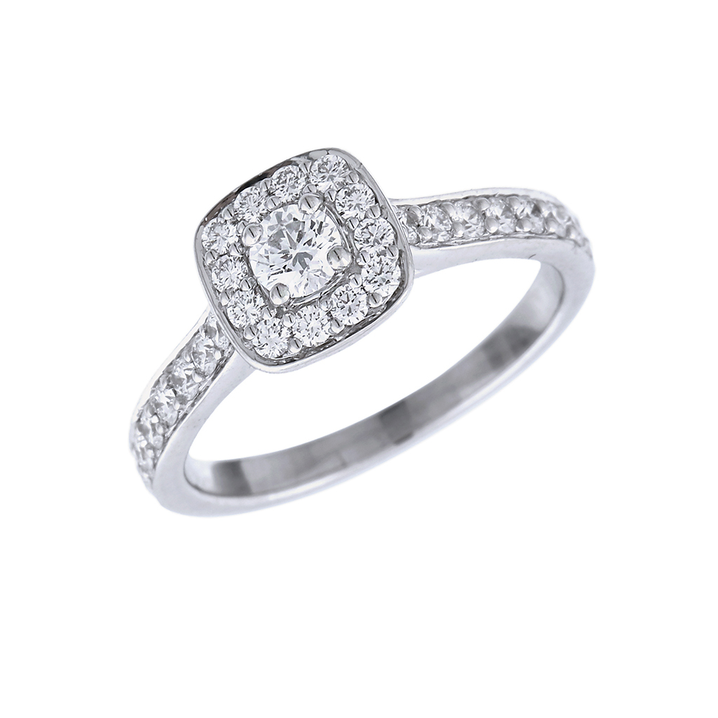 Classic Diamond Halo Gold Ring