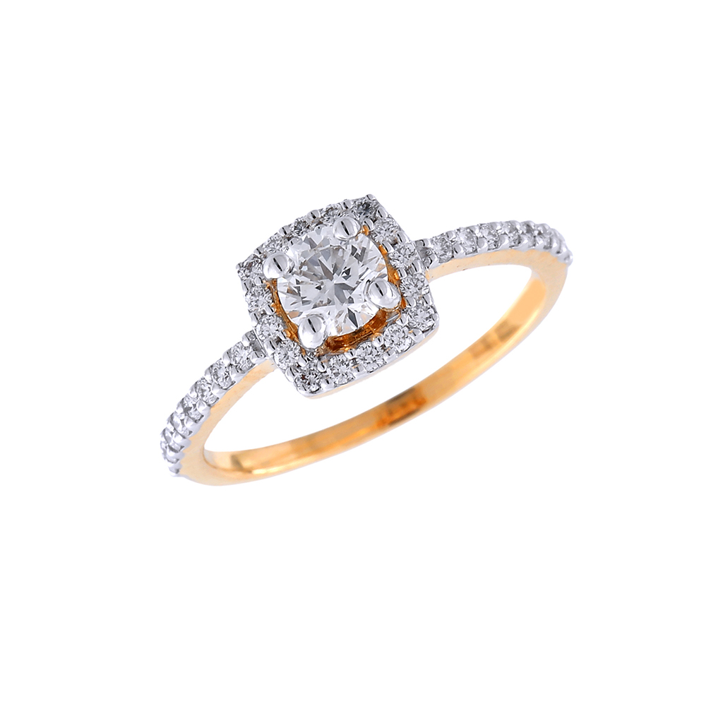 Cushion Halo Diamond Gold Ring