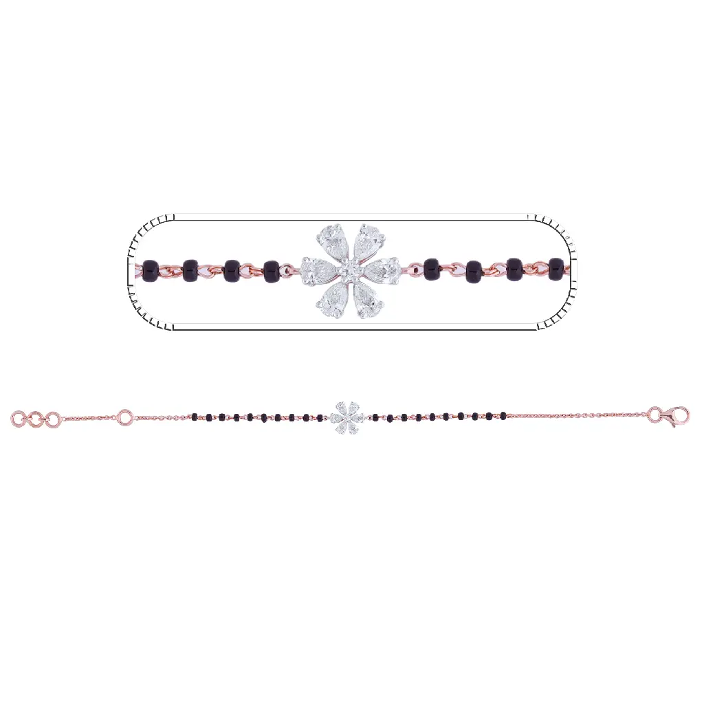 Rose Gold Diamond Floral Mangalsutra Bracelet