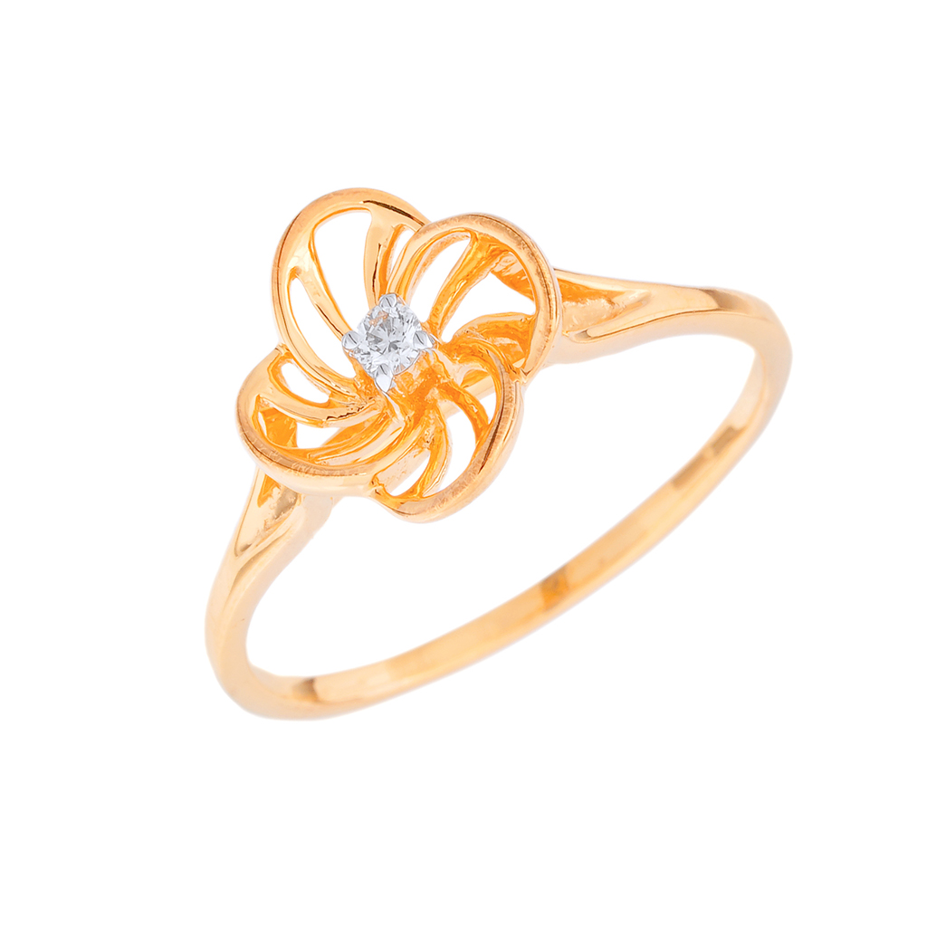Abstract Floral Diamond Gold Ring
