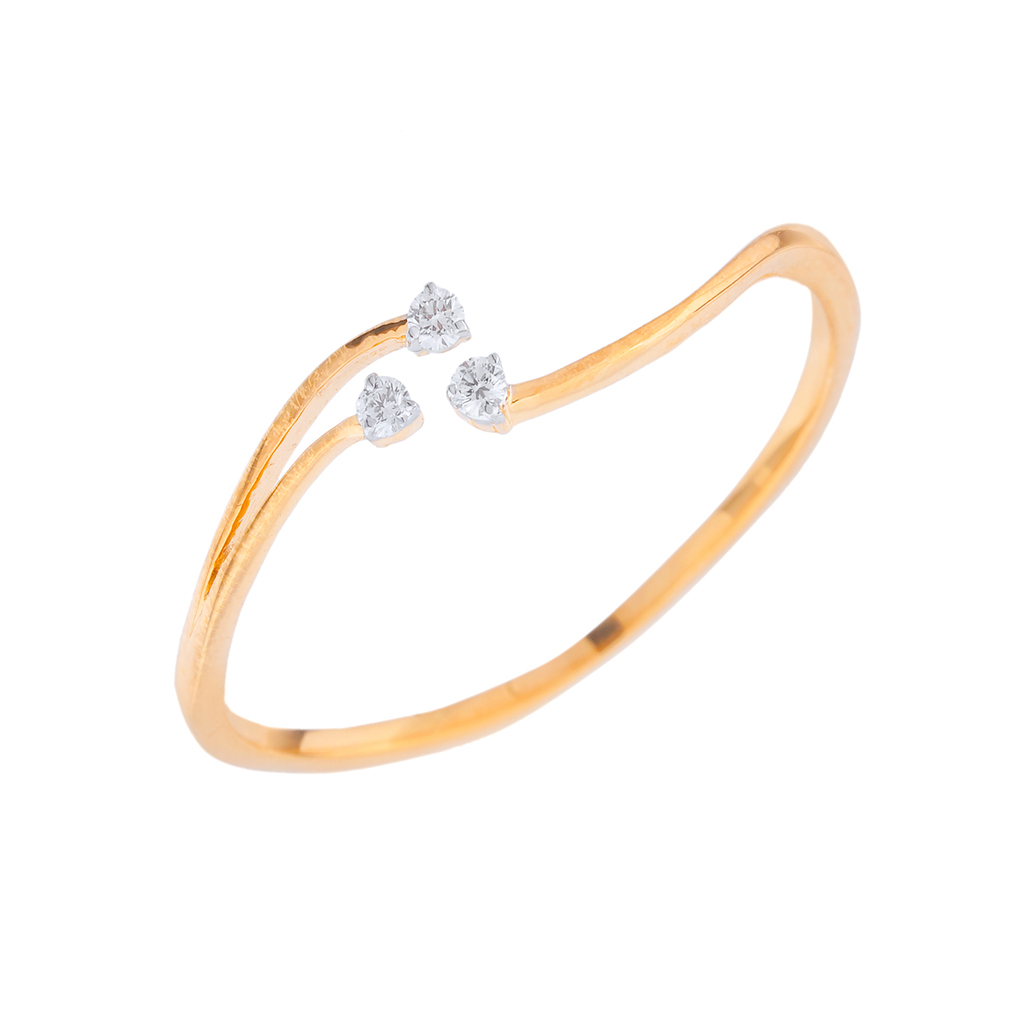 Triple Diamond Open Gold Ring