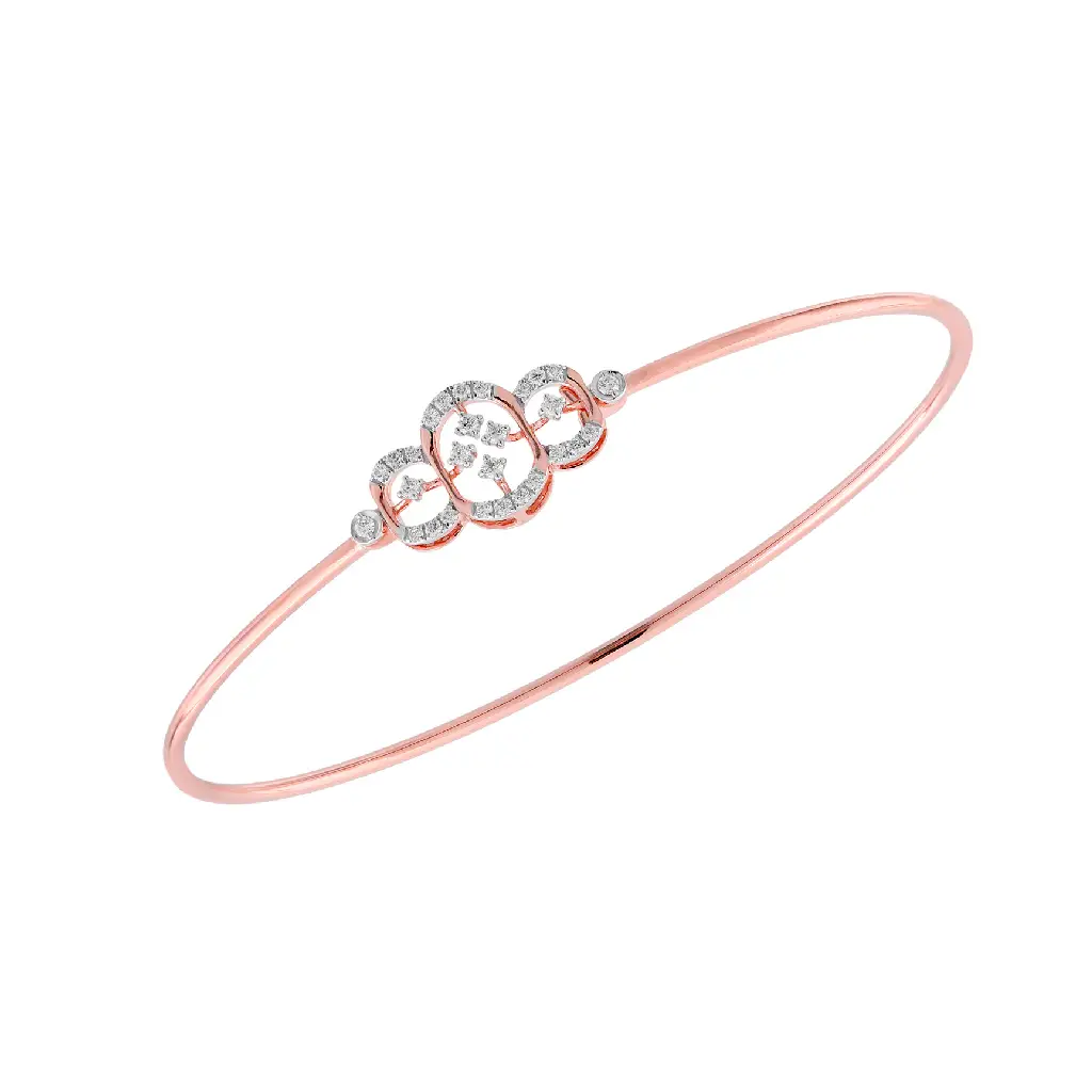Classic Diamond Clover Open Bangle in Rose Gold