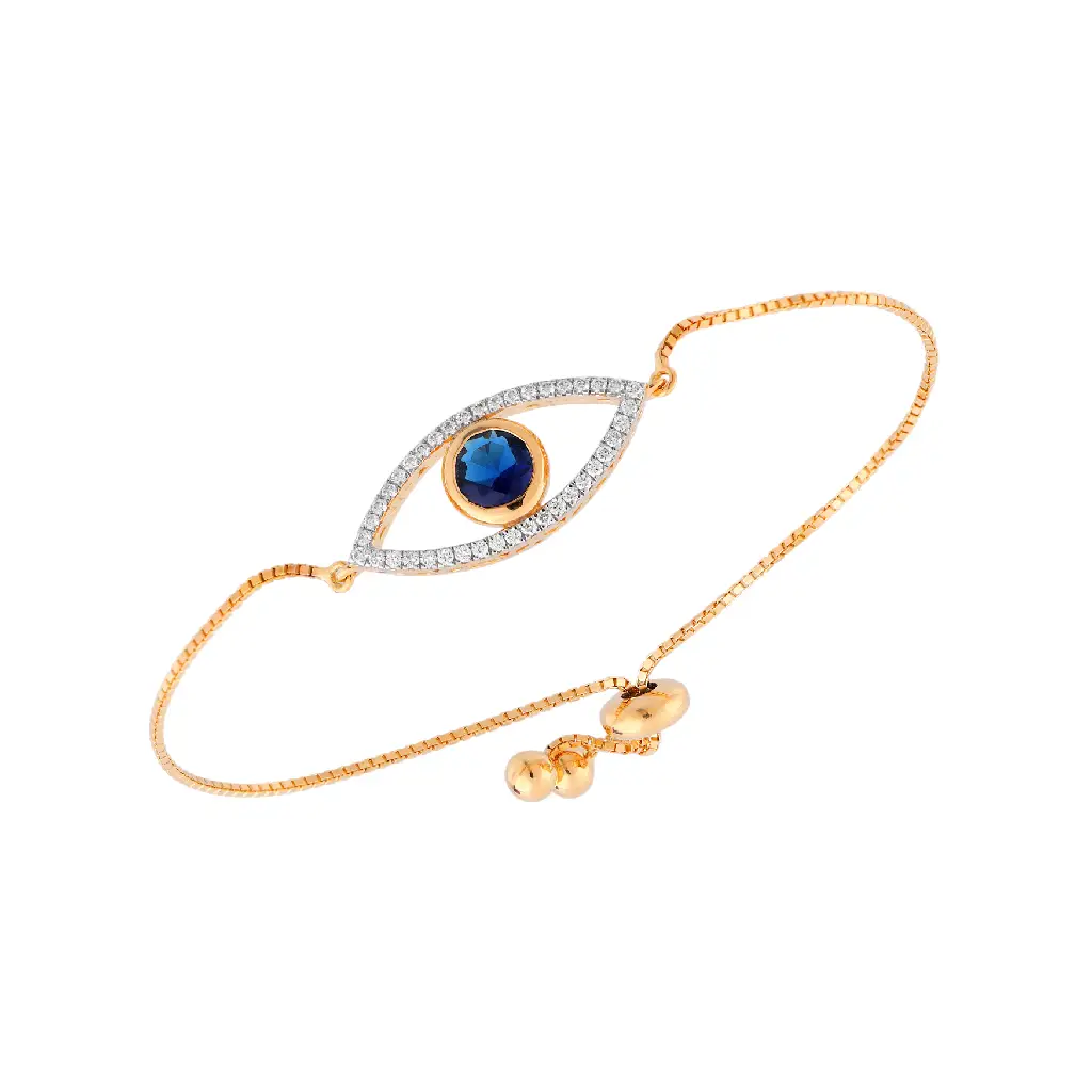 Yellow Gold Sapphire &amp;amp; Diamond Evil Eye Bracelet