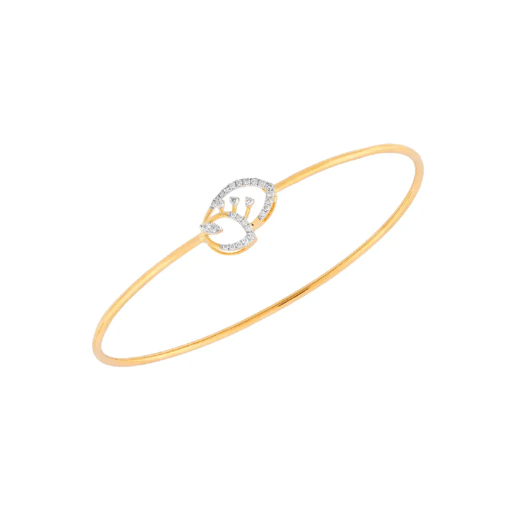 Intertwined Crescent Diamond Gold Bangle