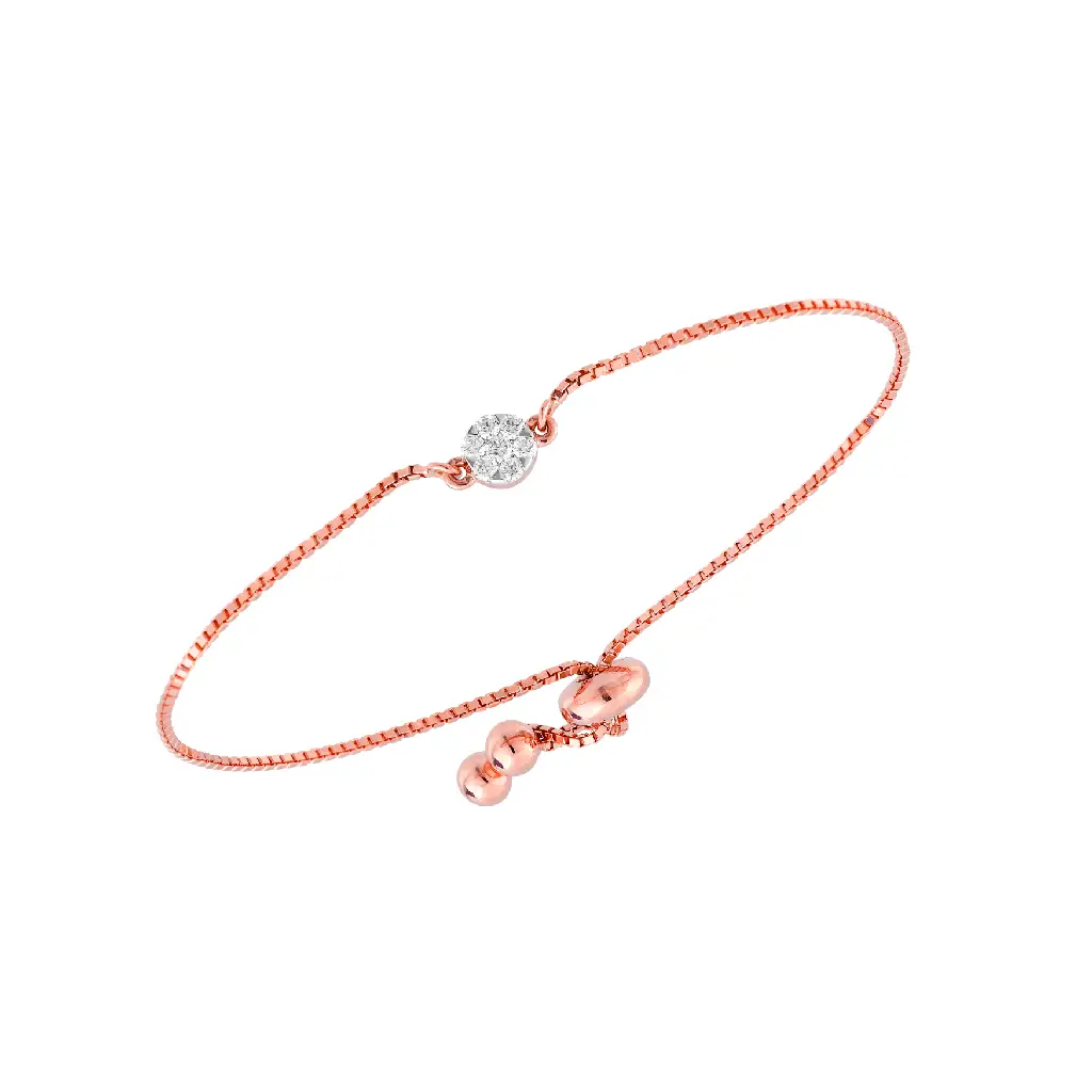 Rose Gold Solitaire Diamond Adjustable Bracelet