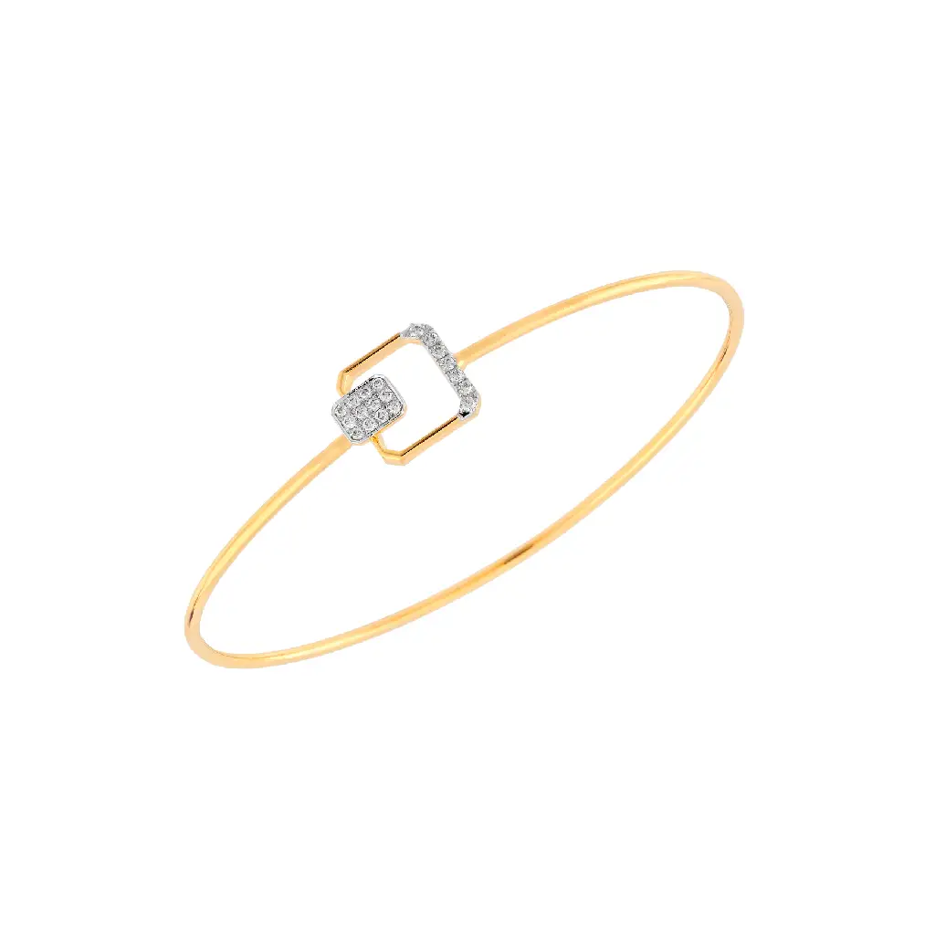 Geometric Square Diamond Gold Bracelet