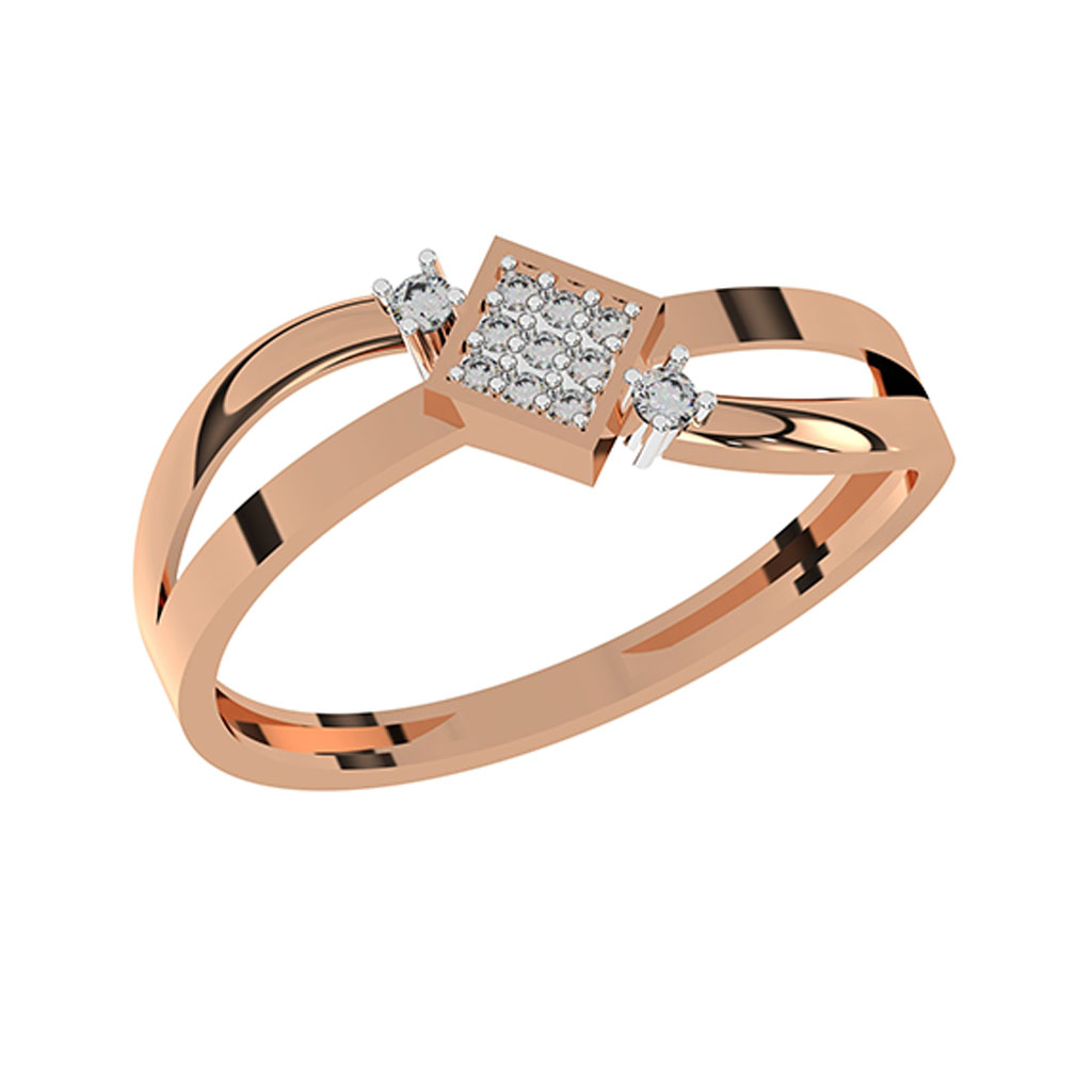 Elegant Rose Gold Square Diamond Ring