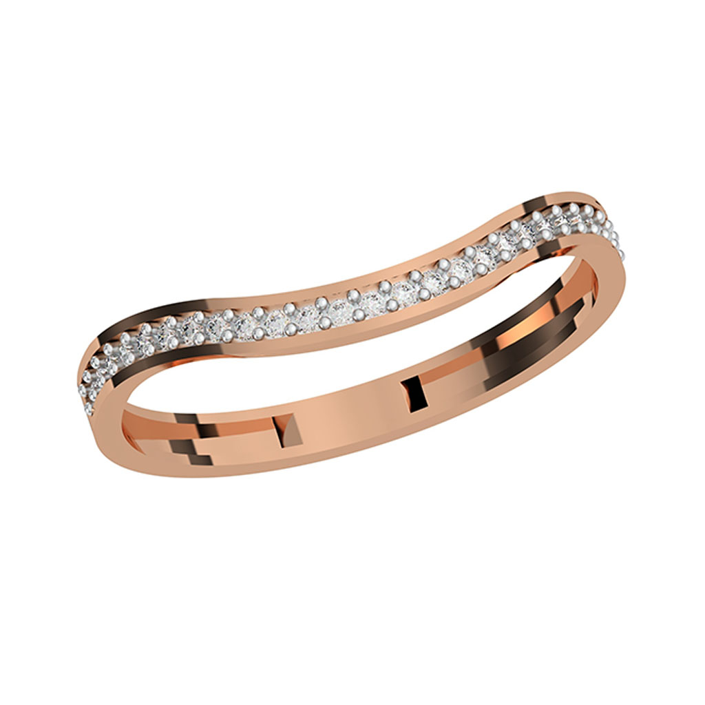 Wave-Design Rose Gold Diamond Band Ring