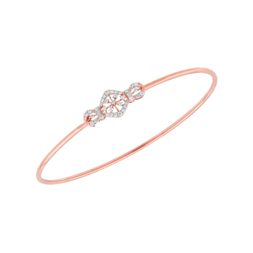 Vintage-Inspired Lattice Rose Gold Diamond Bangle