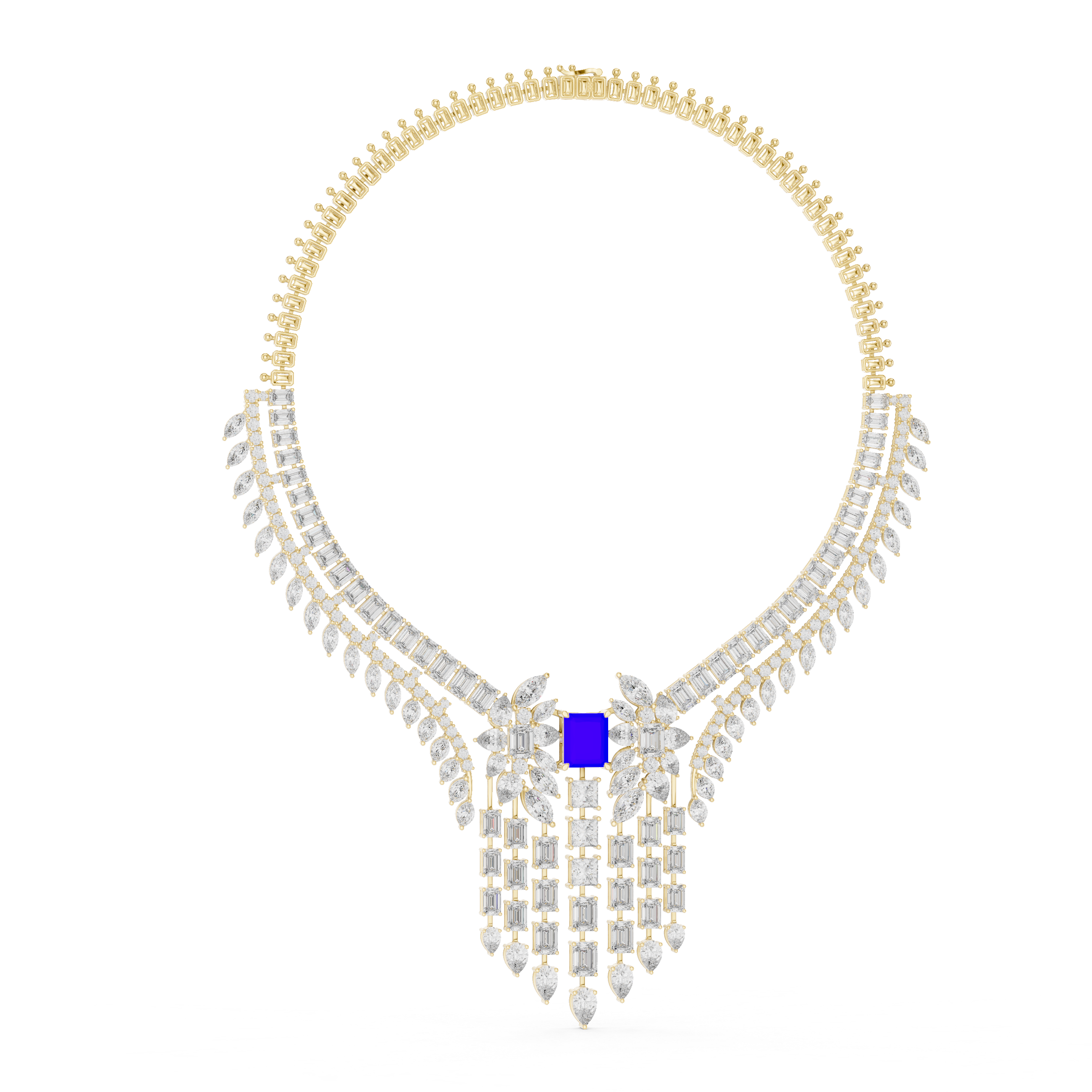 Royal Sapphire Cascade Diamond Necklace