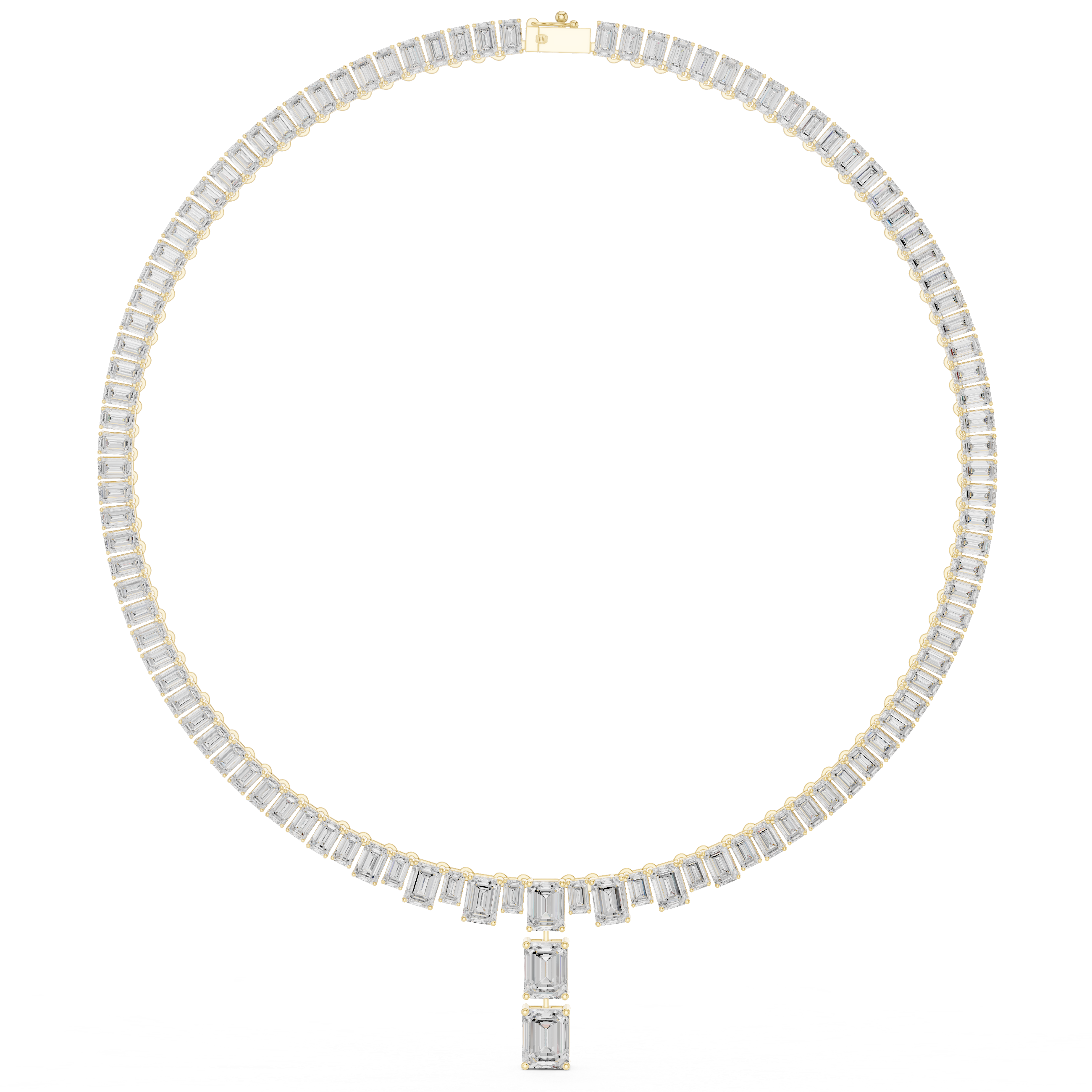Regal Line Emerald-Cut Diamond Necklace