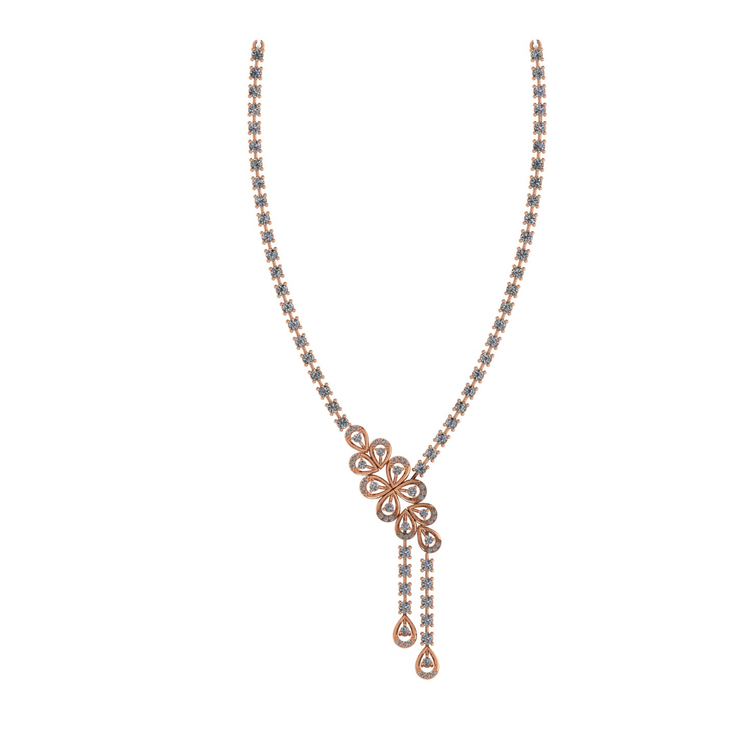 Rosé Floral Cascade Y-Necklace