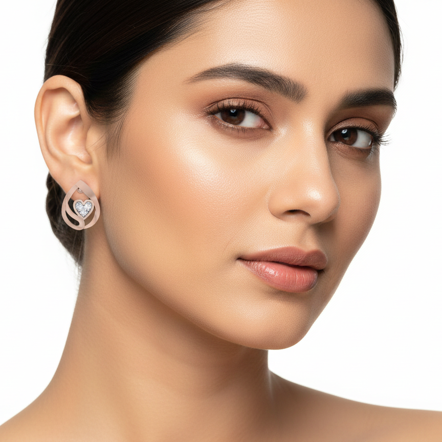 Geometric Triangle Halo Diamond Drop Earrings in 18K/22K Gold